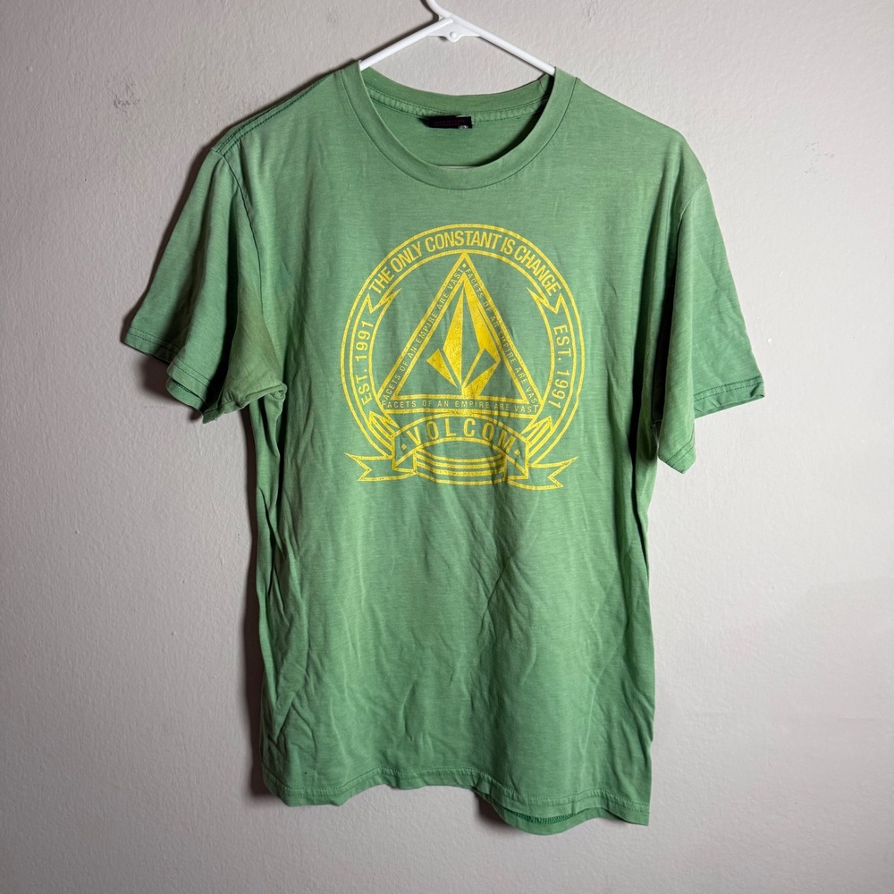Volcom Mens Graphic T-Shirt Green Yellow The Only Constant Is Change Size‎ M